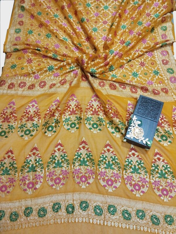 Mustard Handloom Pure Khaddi Banarasi Saree