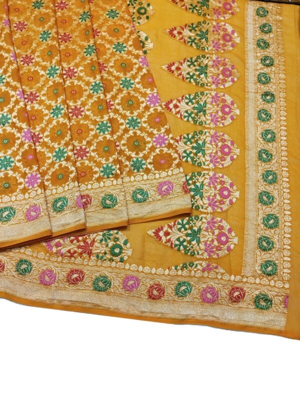 Mustard Handloom Pure Khaddi Banarasi Saree