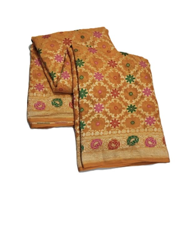 Mustard Handloom Pure Khaddi Banarasi Saree