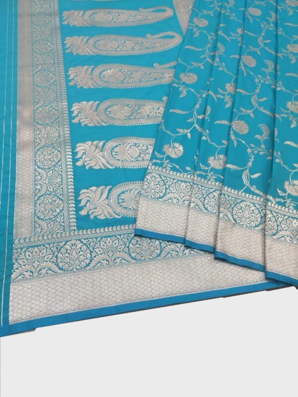 Turquoise Handloom Banarasi Silk Saree