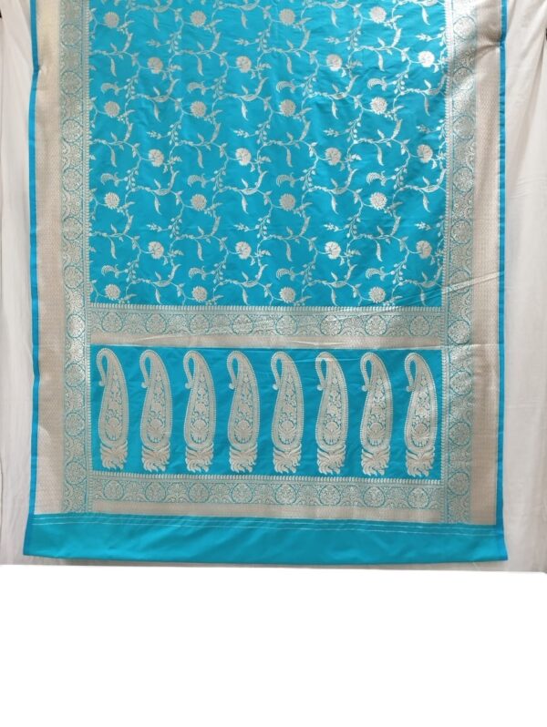 Turquoise Handloom Banarasi Silk Saree