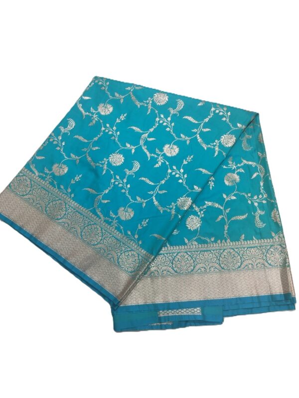 Turquoise Handloom Banarasi Silk Saree