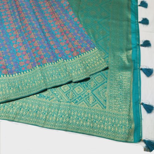 Turquoise Handloom Banarasi Silk Saree