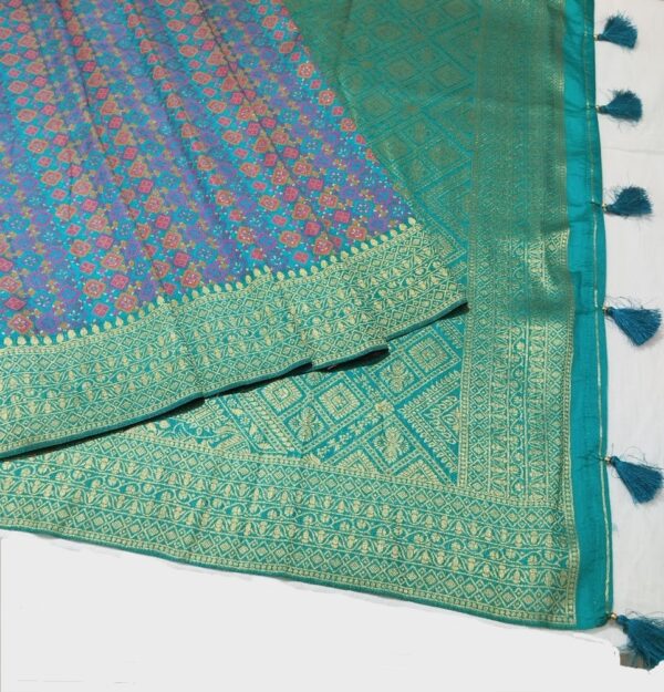 Turquoise Handloom Banarasi Silk Saree