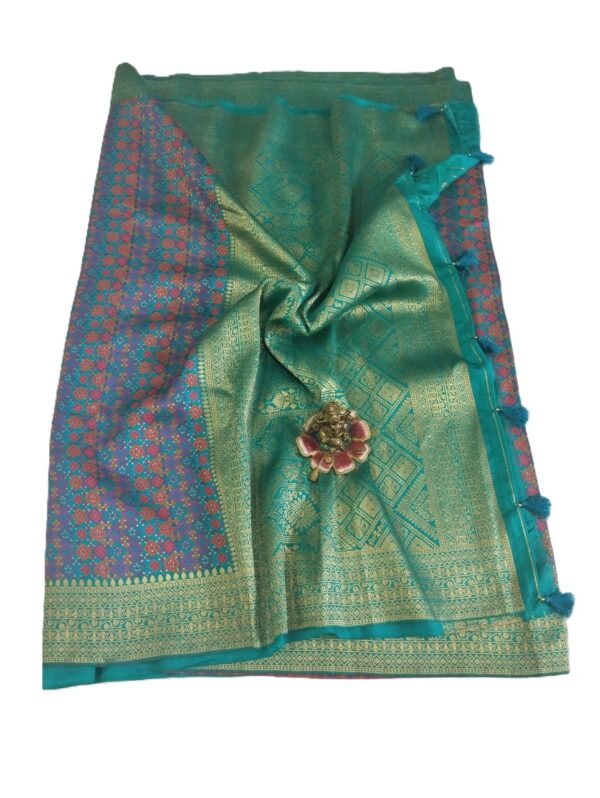 Turquoise Handloom Banarasi Silk Saree