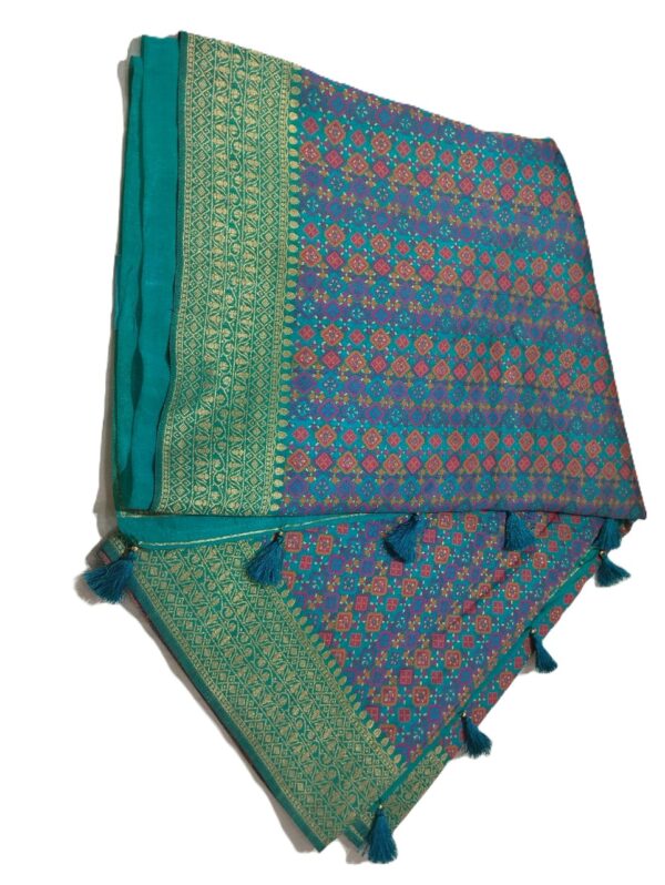 Turquoise Handloom Banarasi Silk Saree
