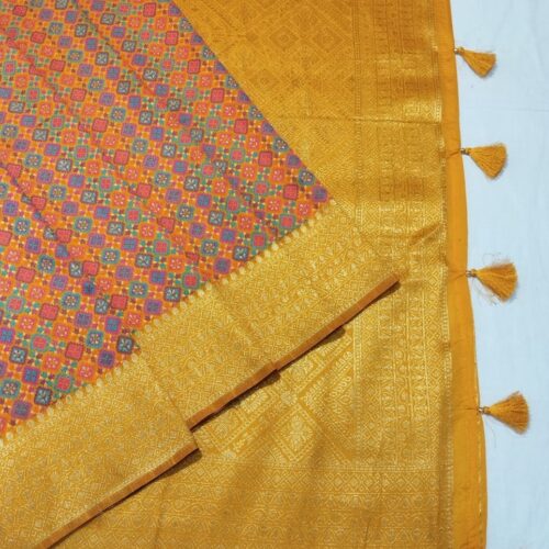 Mustard Handloom Banarasi Silk Saree