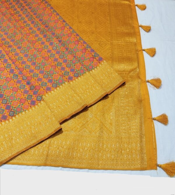 Mustard Handloom Banarasi Silk Saree