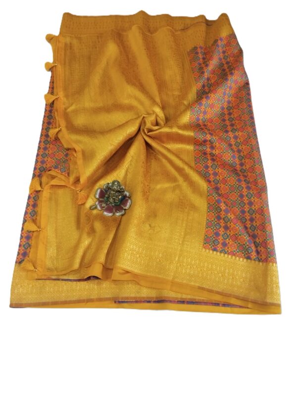 Mustard Handloom Banarasi Silk Saree