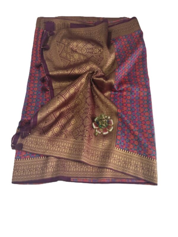 Purple Handloom Banarasi Silk Saree