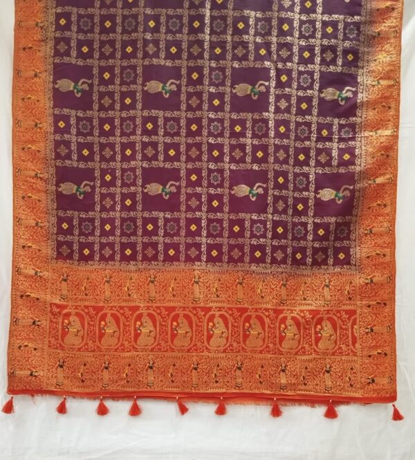 Purple Handloom Banarasi Silk Saree