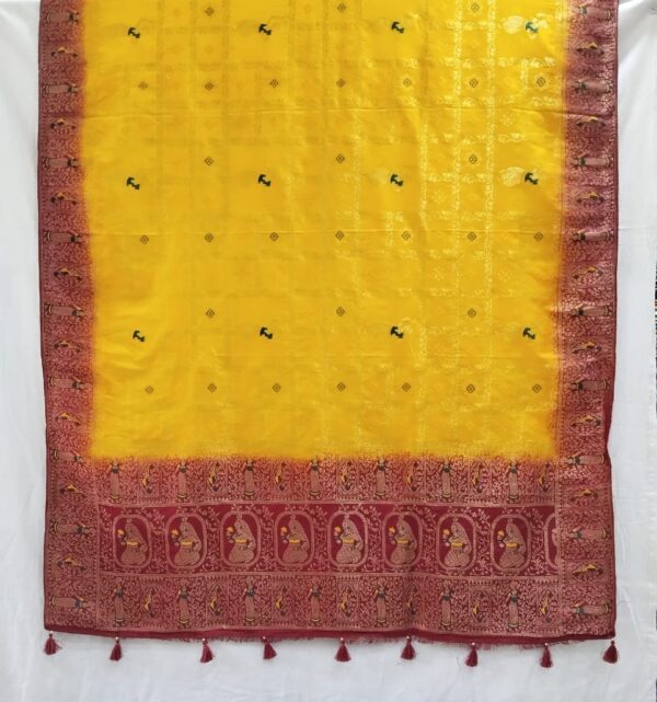 Mustard Handloom Banarasi Silk Saree