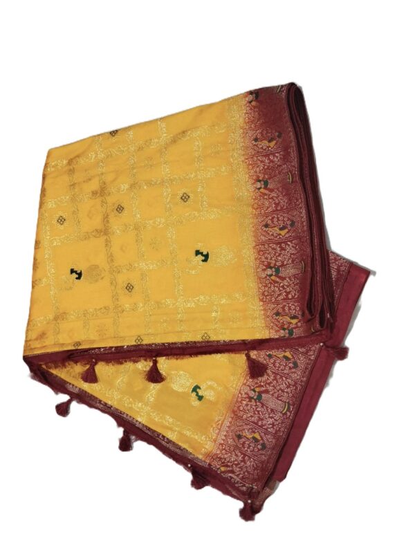 Mustard Handloom Banarasi Silk Saree