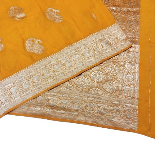 Mustard Yellow Handloom Banarasi Silk Saree