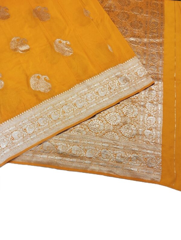 Mustard Yellow Handloom Banarasi Silk Saree