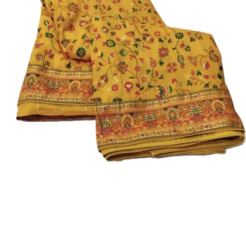 Mustard Yellow Handloom Banarasi Silk Saree