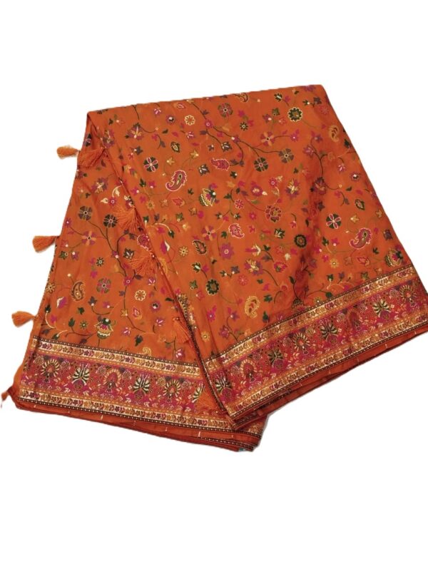 Orange Handloom Banarasi Silk Saree