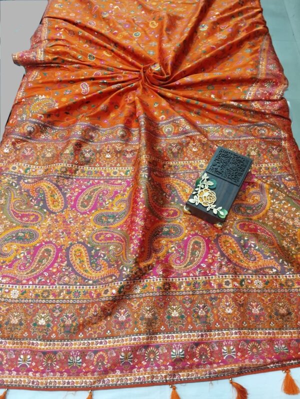 Orange Handloom Banarasi Silk Saree