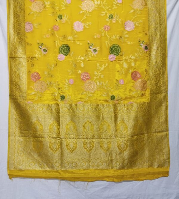 Yellow Handloom Banarasi Silk Saree