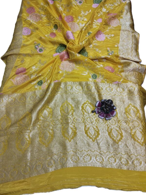 Yellow Handloom Banarasi Silk Saree