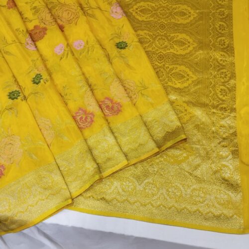 Yellow Handloom Banarasi Silk Saree