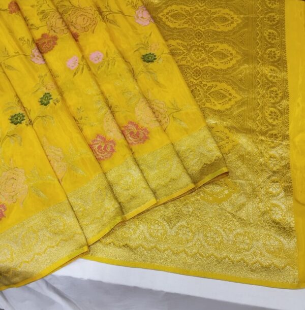 Yellow Handloom Banarasi Silk Saree