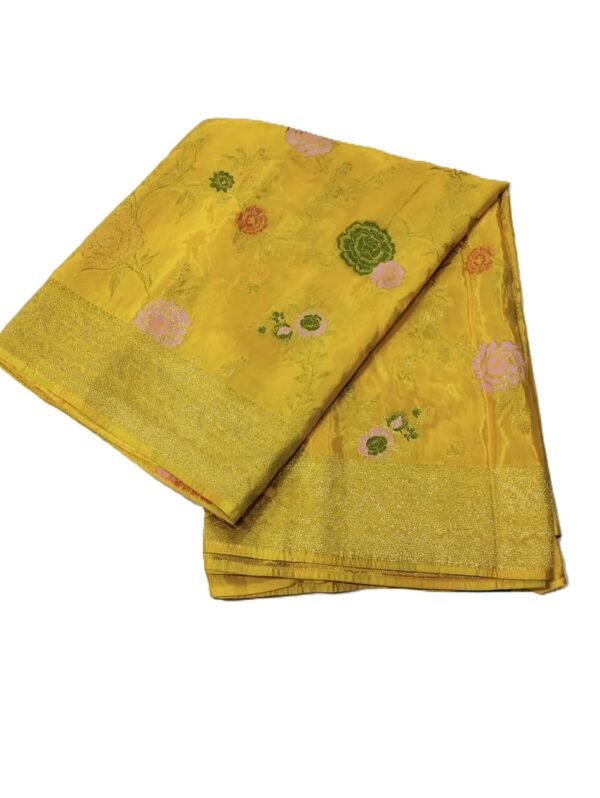 Yellow Handloom Banarasi Silk Saree
