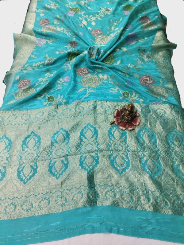 Turquoise Handloom Banarasi Silk Saree