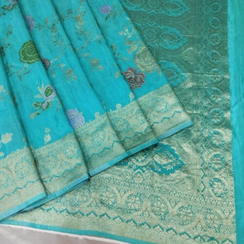 Turquoise Handloom Banarasi Silk Saree