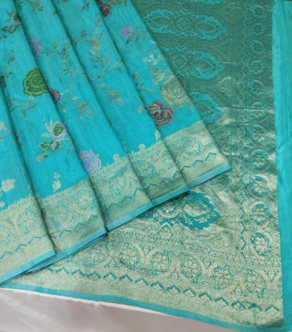 Turquoise Handloom Banarasi Silk Saree