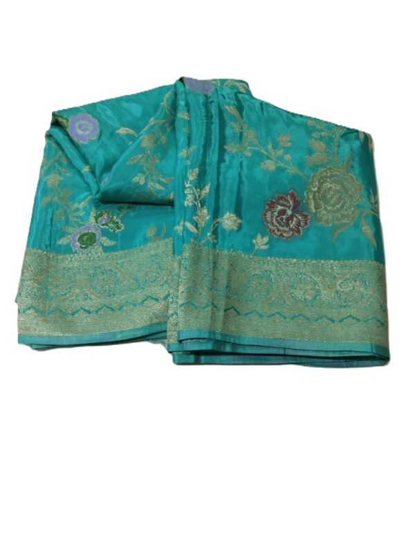 Turquoise Handloom Banarasi Silk Saree