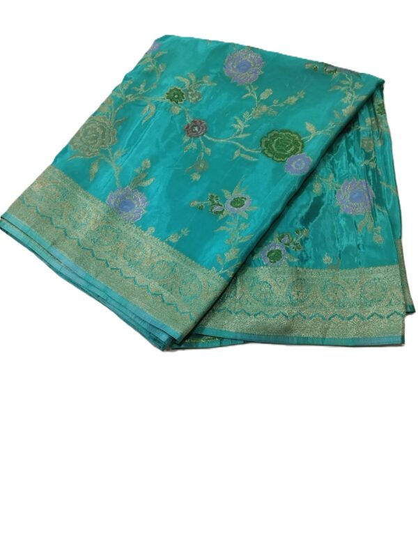 Turquoise Handloom Banarasi Silk Saree
