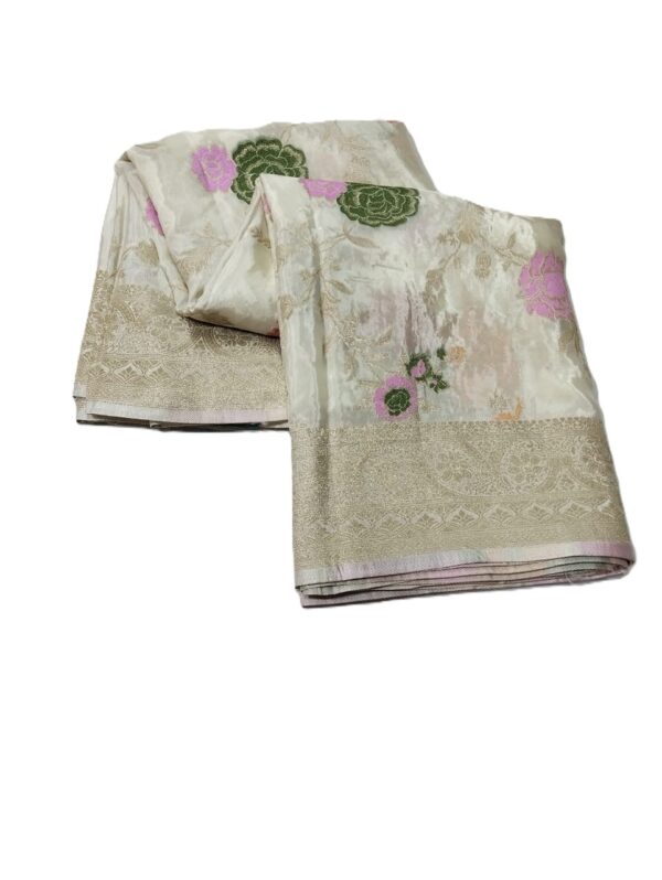 Off White Handloom Banarasi Silk Saree