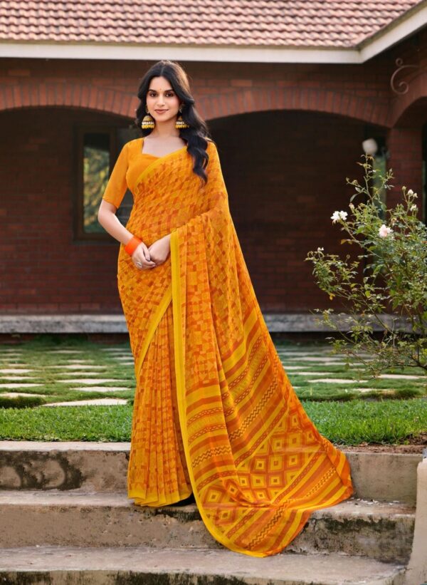 Mustard Printed Saree