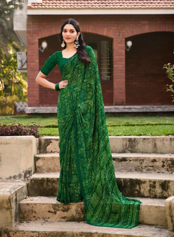Green Printed Saree