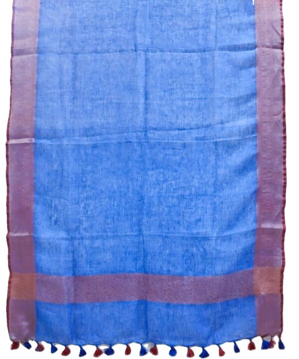 Blue Pure Linen Handloom Dupatta