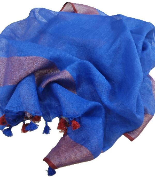 Blue Pure Linen Handloom Dupatta