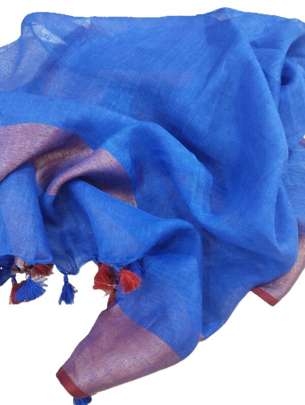 Blue Pure Linen Handloom Dupatta