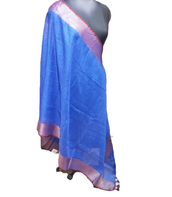 Blue Pure Linen Handloom Dupatta