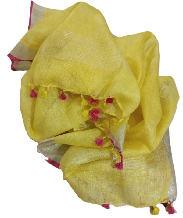 Yellow Pure Linen Handloom Dupatta
