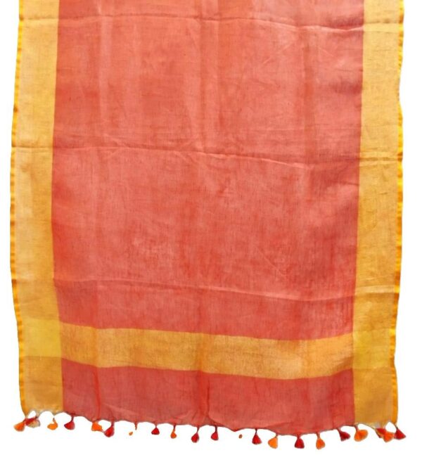 Red Pure Linen Handloom Dupatta