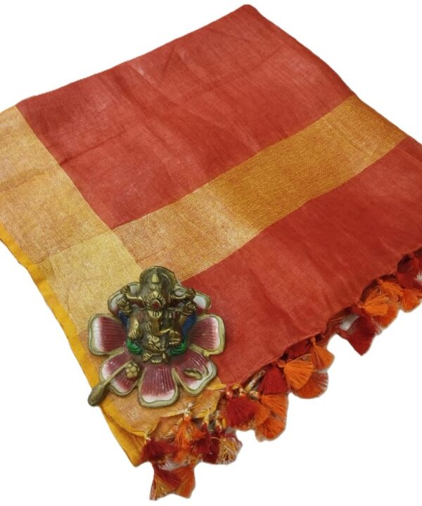Red Pure Linen Handloom Dupatta