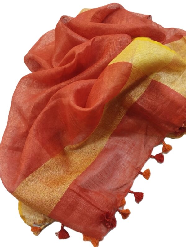 Red Pure Linen Handloom Dupatta