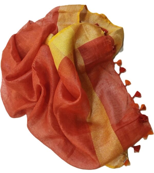 Red Pure Linen Handloom Dupatta