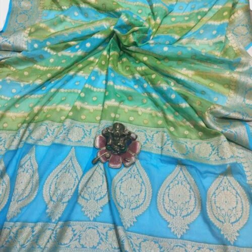 Blue Handloom Pure Khaddi Banarasi Saree