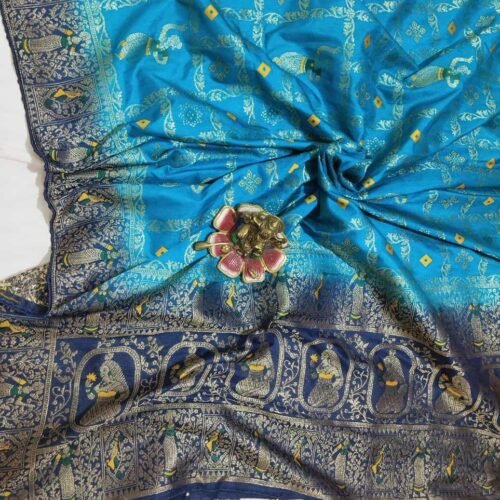 Firozi-Blue Banarasi Silk Saree blue banarasi silk saree