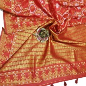 red banarasi silk saree