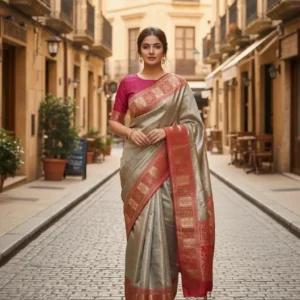 Gray Kanjivaram Silk Saree