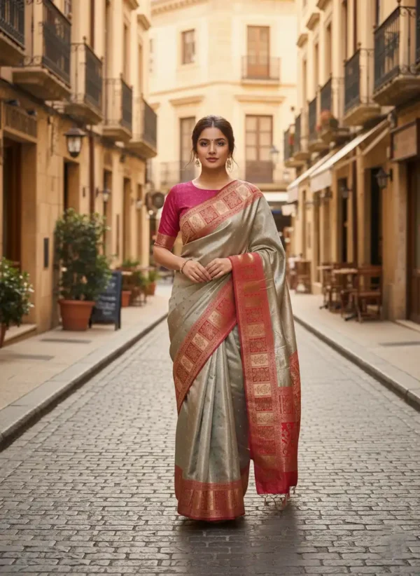 Gray Kanjivaram Silk Saree