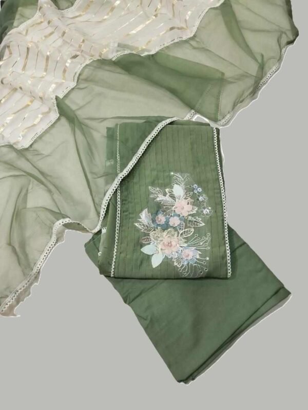 Green Organza Unstitched Suit